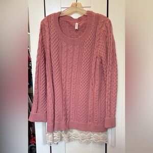 Love Soft Pink Cable Knit Sweater 2x